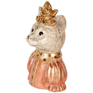 Clayre & Eef 6PR5077 Decoratie Borstbeeld Kat 12x9x18 cm Wit Roze Goud