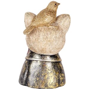 Clayre & Eef 6PR5079 Decoratie Borstbeeld Kat 11x9x18 cm Wit Zwart Goud