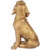 Clayre & Eef decoratief beeldje hond goudkleurig 13x13x21 cm polyresin landelijke stijl