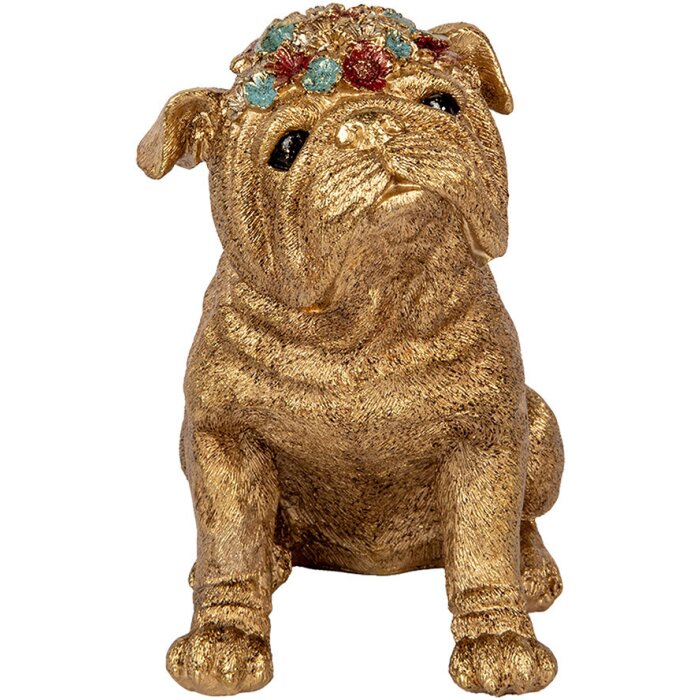 Clayre & Eef decoratieve hond goud 29x17x29 cm polyresin landelijke stijl elegantie