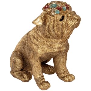 Clayre & Eef decoratieve hond goud 29x17x29 cm polyresin landelijke stijl elegantie