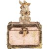 Clayre & Eef Decoratiedoos Konijn Figuur Polyresin Beige Roze Goud 12x8x16 cm