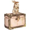 Clayre & Eef Decoratiedoos Konijn Figuur Polyresin Beige Roze Goud 12x8x16 cm