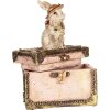 Clayre & Eef Decoratiedoos Konijn Figuur Polyresin Beige Roze Goud 12x8x16 cm