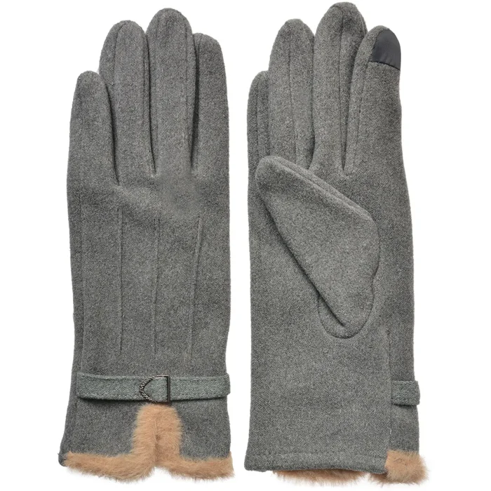 Juleeze JZGL0111G Winterhandschoenen grijs met imitatiebont Touchscreen-compatibel