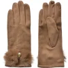 Juleeze JZGL0113CH Winterhandschoenen bruin met bontrand en pareldetail