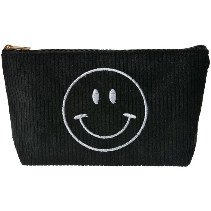 Juleeze JZTB0076 Toilettas Zwart 20x5x12 cm Smiley Motief