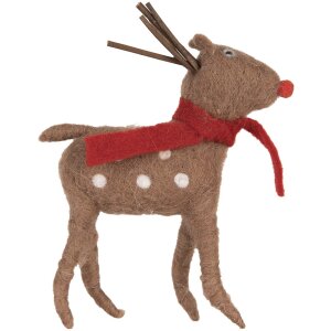 Clayre & Eef kerstdecoratie rendier bruin rood...