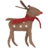 Clayre & Eef kerstdecoratie rendier bruin rood 14x4x19 cm landelijke stijl