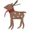 Clayre & Eef kerstdecoratie rendier bruin rood 14x4x19 cm landelijke stijl