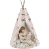 Clayre & Eef 6PR4423 Spaarpot landelijke stijl meisje konijn tipi 13x13x19 cm