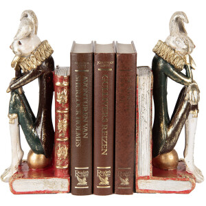 Clayre & Eef 6PR5495 Boekensteunen Konijn Wit Rood Goud 25x11x31 cm