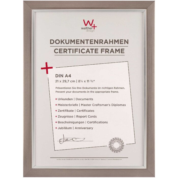 Walther Beyond design frame 21x29,7 cm staal zilver binnenrand helder glas