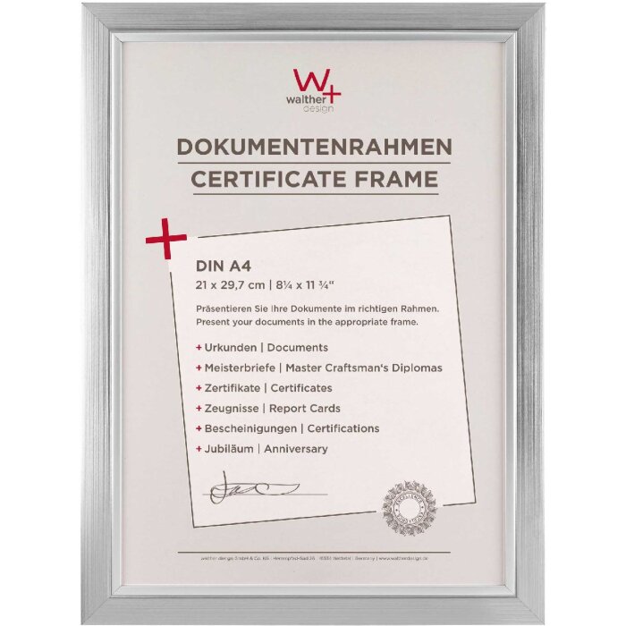 Walther Beyond design frame 21x29,7 cm zilver helder glas MDF achterwand