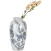 Clayre & Eef 6CE2071 Vaas van wit-blauw keramiek met bloemenpatroon 37 cm