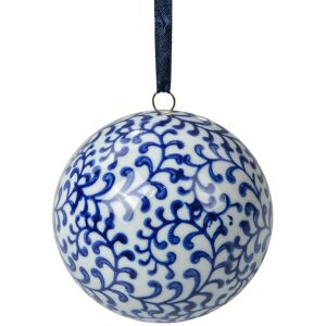 Clayre & Eef 6CE2109 Decoratiebal Wit-Blauw Ø...