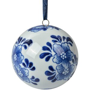 Clayre & Eef Decoratiebal Ø 8 cm Wit Blauw...