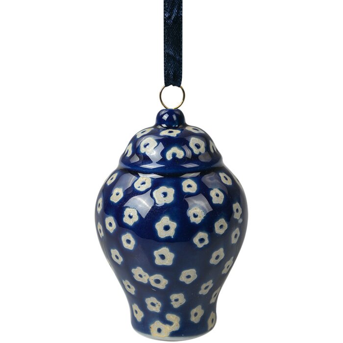 Clayre & Eef 6CE2113 Decoratiehanger Keramiek Blauw Wit Ø 5x8 cm