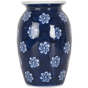 Clayre & Eef 6CE2085 Vaas Blauw-Wit Ø 10x15 cm