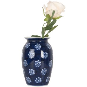 Clayre & Eef 6CE2085 Vaas Blauw-Wit Ø 10x15 cm