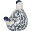 Clayre & Eef 6CE2092 Decoratieve Kip Vintage Keramiek Figuur Wit-Blauw 18x12x21 cm