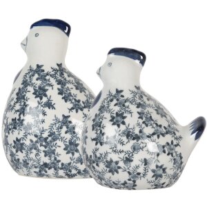 Clayre & Eef 6CE2093 Decoratieve Kip Wit Blauw 14x12x16 cm