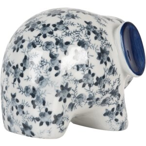 Clayre & Eef Decoratieve Olifant Keramiek Wit Blauw 20x14x15 cm