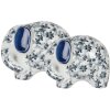 Clayre & Eef Decoratieve Olifant Keramiek Wit Blauw 20x14x15 cm