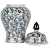 Clayre & Eef 6CE2097 Decoratiepot met Deksel Wit-Blauw Ø 17x32 cm