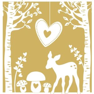 Papieren servetten Bambi-paddestoelen-goud