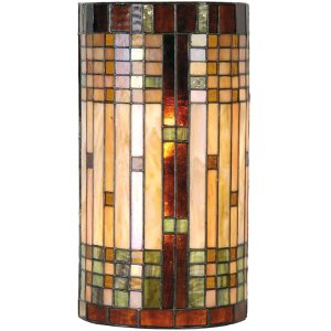 Wandlamp Tiffany gekleurd glas 19x12x35 cm