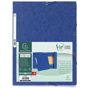 Map met 3 kleppen en elastiek Manilla karton 400g-m2 - A4 Blauw