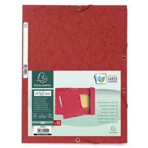 Exacompta map met 3 kleppen en elastiek Manilla karton 400g-m² - A4 Rood