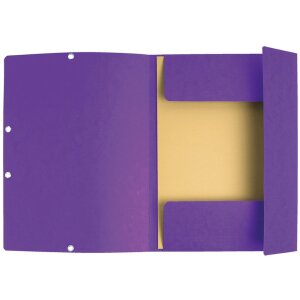 Map met 3 kleppen en elastiek Manilla karton 400g-m2 - a4 paars Violet