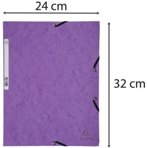 Map met 3 kleppen en elastiek Manilla karton 400g-m2 - a4 paars Violet