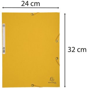 Map met 3 kleppen en elastiek Manilla karton 400g-m2 - A4 Geel