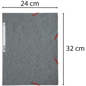 Map met 3 kleppen en elastiek Manilla karton 400g-m2 - A4 Grijs