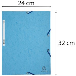 Map met 3 kleppen en elastiek Manilla karton 400g-m2 - a4 turkoois