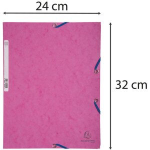 Map met 3 kleppen en elastiek Manilla karton 400g-m2 - a4 paars Roze