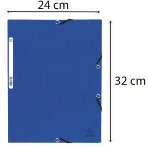 Map met elastiek en 3 kleppen gemaakt van Manilla karton 355g, voor din a4 formaat Blauw