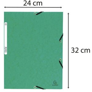 Ordner met elastiek en 3 flappen van Manilla karton 355g, voor formaat din a4 Groen