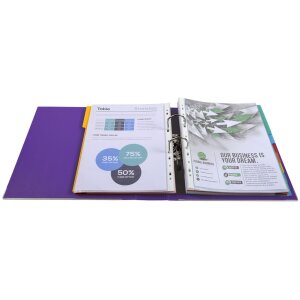 Map premtouch gemaakt van pp met 2 ringen, rug 80mm, din a4 extra breed Purple