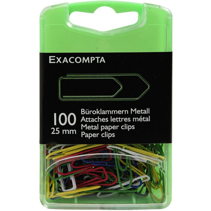 Doos van 100 geassorteerde paperclips, 25mm geassorteerde kleuren