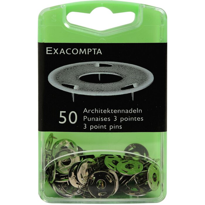 Doos met 50 stuks punaises met 3 punten, Ø12mm, punt: 3mm