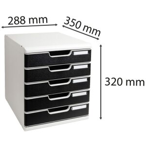 Ladebox A4+ met 5 laden lichtgrijs-zwart