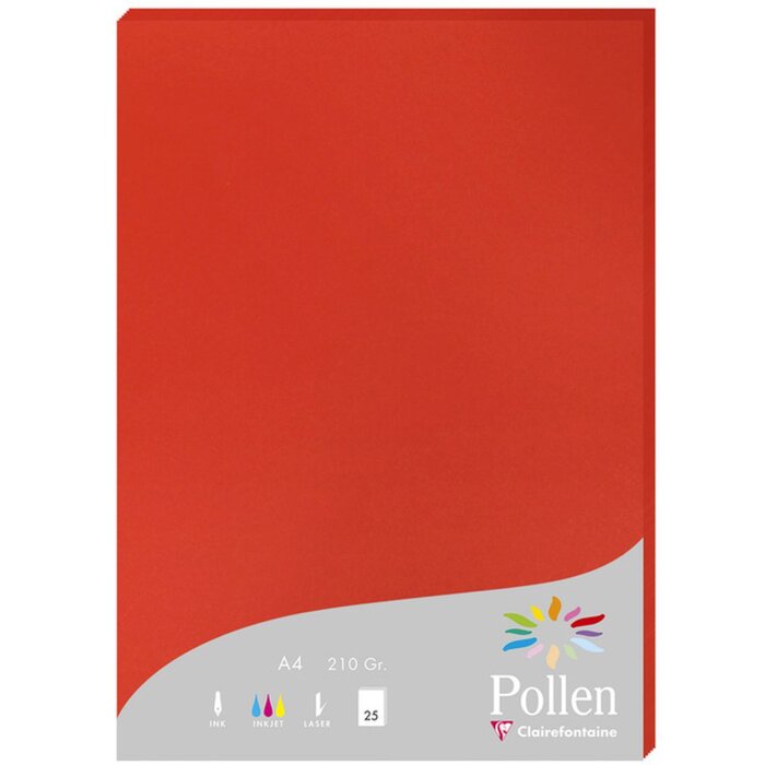 Papier a4 Pollen 210g koraalrood 25 vellen