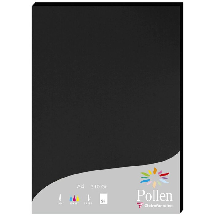 Papier a4 Pollen 210g Zwart 25 vellen