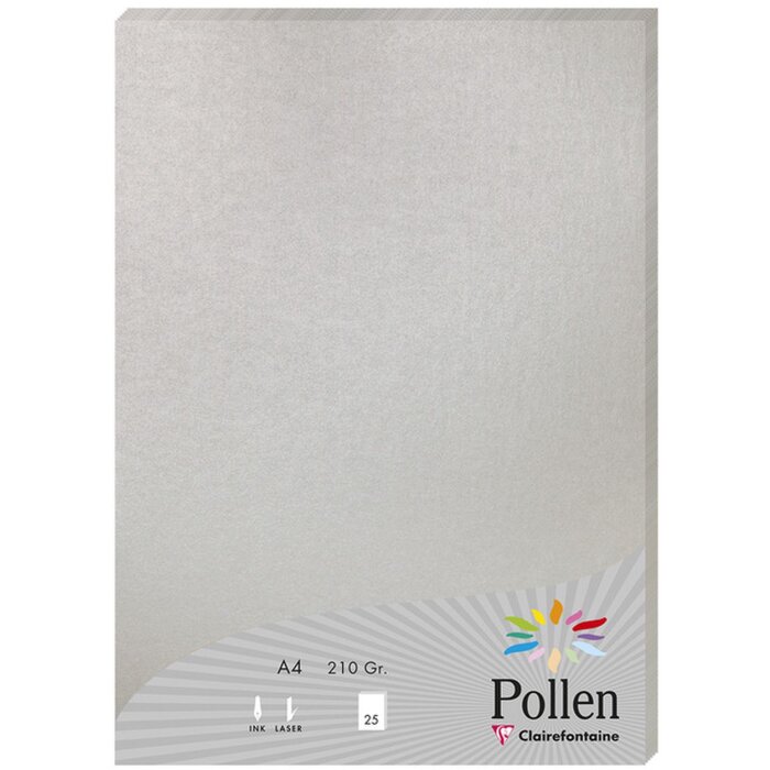 Papier a4 Pollen 210g zilver 25 vellen