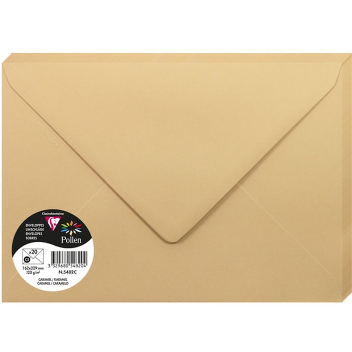 Pak 20 enveloppen stuifmeel, C5 162x229mm, 120g karamel