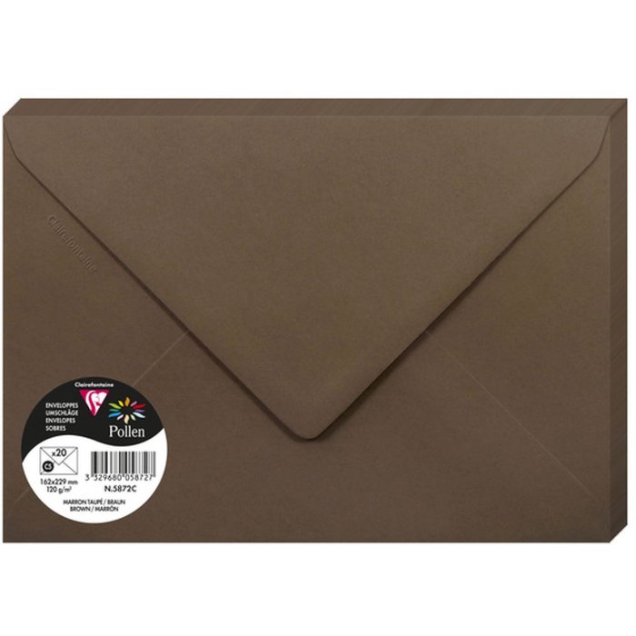 Pak 20 enveloppen stuifmeel, c5 162x229mm, 120g bruin